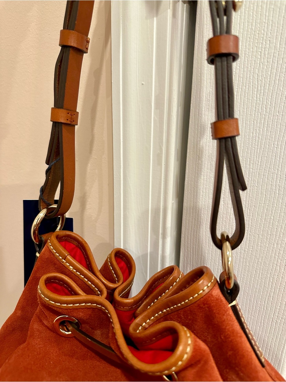 Dooney & Bourke Orange Suede Bucket Bag - Picture 6 of 12